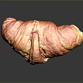Freshly Baked Golden Flaky Croissant With Shiny Texture On Black Background