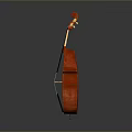Red Wooden Double Bass with Carved Headstock for Home Living Decor