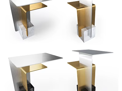 Modern Side Table With Sleek Metal Frame And Marble Base For Contemporary Living Room 3d model