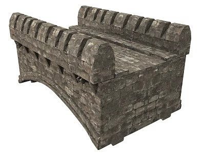 Rustic Stone Landscape Bridge With Arched Structure And Side Railings 3d model Rustic Stone Landscape Bridge With Arched Structure And Side Railings 3d model