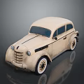 Cream Colored Vintage Car With Rounded Body Classic Grille And Retro Design
