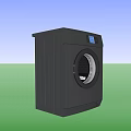 Dark Blue Front Load Washing Machine Featuring Modern Design And Transparent Door