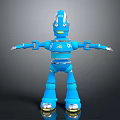 Blue Robot 3D Character With Extended Arms And Metallic Design Features