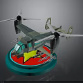 Aerospace Vehicle Model With Propellers On Blue Red Base And Yellow Star