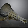 Vintage Metal Horn Speaker With Classic Funnel Shape And Worn Finish