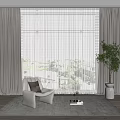 Modern Curtain Window Screen 3d model