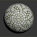 White Brick Patterned Sphere With Green Lines On Round Textured Surface