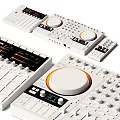 Headphones Speakers Audio Mixer With White Knobs Faders Digital Screens And Controls 3d model