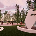 Structures Landscape Pavilion Metal Mesh Tapered Abstract Bamboo Shoots Plastic Art Device Forest Setches 3d model