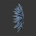 Abstract Blue Spiky Structure With Sharp Crystalline Projections On White Background