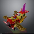 Colorful Cartoon Toy Spacecraft With Astronaut Figure Brown Striped Wings And Cosmic Design