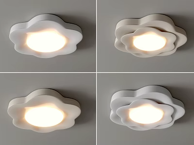Cloud Shaped White Ceiling Light Decorative Illuminated Design for Kids Room 3d model
