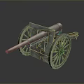Antique Military Cannon With Wooden Wheels Iron Barrel And Vintage Carriage