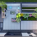 Rooftop Garden Design With Colorful Flowers Greenery Seating And Tile Paving