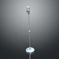 Vintage Silver Microphone with Slender Stand and Round Base Classic Style Professional Audio Gear