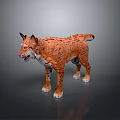 Realistic Lynx Character With Orange Spotted Fur And Red Eyes Standing On Gray Background