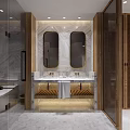 Modern Hotel Guest Room Interior With Wooden Partition Bed TV And Desk