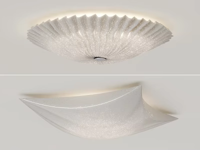 Modern White Sparkling Ceiling Light with Pleated and Curved Design for Home Interior Lighting 3d model