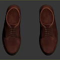 Red Leather Lace Up Shoes With Classic Design And Dark Soles