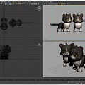 Cute Cartoon Kittens In Three Angles With Gray White Fur Pink Ears And Yellow Eyes