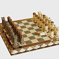 Decorative Chess Set With Black White Checkerboard And Ornamental Pieces For Home Decor
