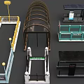 Public Scene Components Display With Bus Shelters Railings Entrance Gates And Platform Canopies