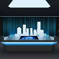Commercial Equipment Interactive Display Table Featuring City Model And Touchscreens 3d model