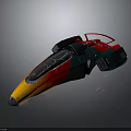 Colorful Streamlined Spacecraft Model Featuring Red Green Orange Black Design For Aerospace Exploration
