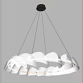 Modern White Chandelier With Layered Wave Design Hanging In Interior Space 3d model