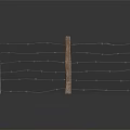 Wooden Fence With Barbed Wire And Wooden Posts Showing Reflection On Gray Surface