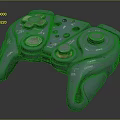 Ergonomic Blue Game Controller Design With Joysticks Buttons And LED Light