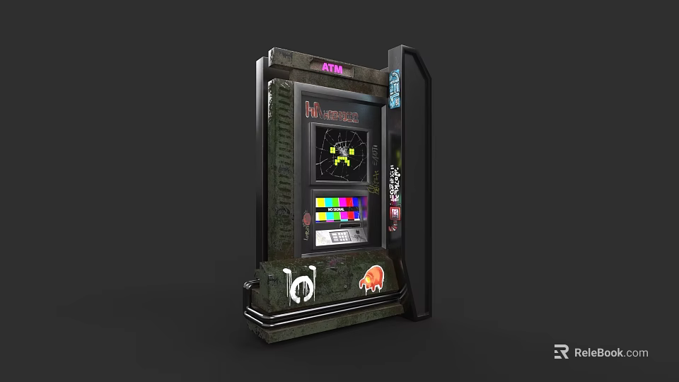 Retro Electronic Arcade Gaming Machine With Colorful Screen And Control Panel 3d model 