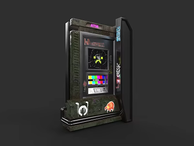 Retro Electronic Arcade Gaming Machine With Colorful Screen And Control Panel 3d model