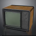 Vintage Retro Television With Orange Wooden Case Green Screen And Control Knobs
