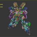 Futuristic Blue And Yellow Armored Mech Game Movie Character With Mechanical Weapons And Detailed Design