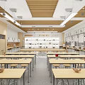 School Modern Classroom With Multimedia Screens Desks Bright Lighting And Educational Setup 3d model