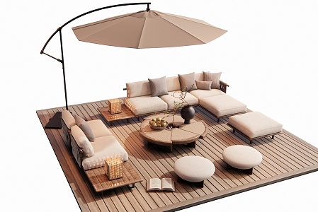 Modern Outdoor Sofa Coffee Table Combination Patio Sofa Leisure Sofa 3d model