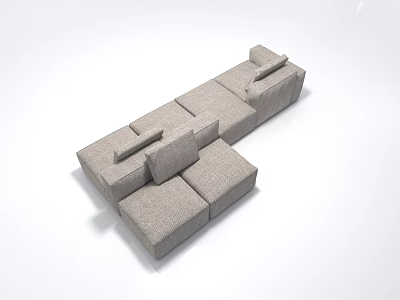 Comfortable Casual Sofa Set With Modular Gray Upholstered Sectional Pieces For Living Room 3d model