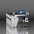 Modern Monitoring Room With L Shaped Console Dual Screens And Ergonomic Chair