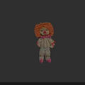 Game Movie Character With Red Curly Hair Red Bow Tie Plaid Outfit And Pink Shoes