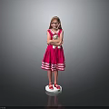 Little Girl Wearing Pink Dress And Glasses With Arms Crossed On White Platform Gray Background