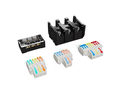 Industrial Equipment Electrical Wiring Terminals And Connector Modules With Black Colored Components 3d model