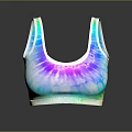 Colorful Tie Dye Sports Bra With Mesh Fabric And Reflective Design For Activewear