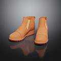 Stylish Tan Suede Ankle Boots With Wedge Heel And Side Panel Detail For Women