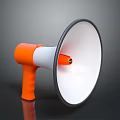 Portable Electronic Megaphone With Orange Handle White Speaker And Black Rim Design