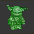 Green Skinned Cute Creature with Large Ears Wearing Brown Robe 3d model