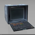 Vintage Computer Terminal With Glowing Screen Multicolored Buttons And Retro Keyboard