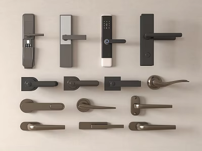 Collection of Modern Door Handles with Smart Digital Traditional Lever and Classic Knob Designs 3d model