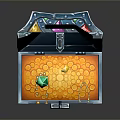 Open Blue Treasure Chest Filled with Gold Coins Green Yellow Red Gemstones Metal Decorations Lock