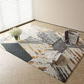 Stylish Square Rug with Abstract Geometric Pattern in Neutral Tones and Home Decor Accents